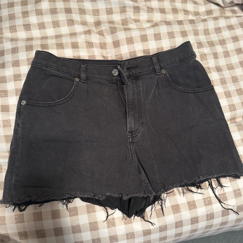 Express Black Mom Shorts with Frayed Hem